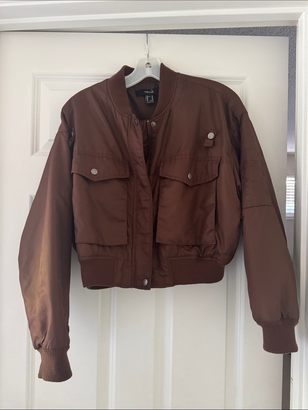 Forever 21 Brown Satin Bomber Jacket